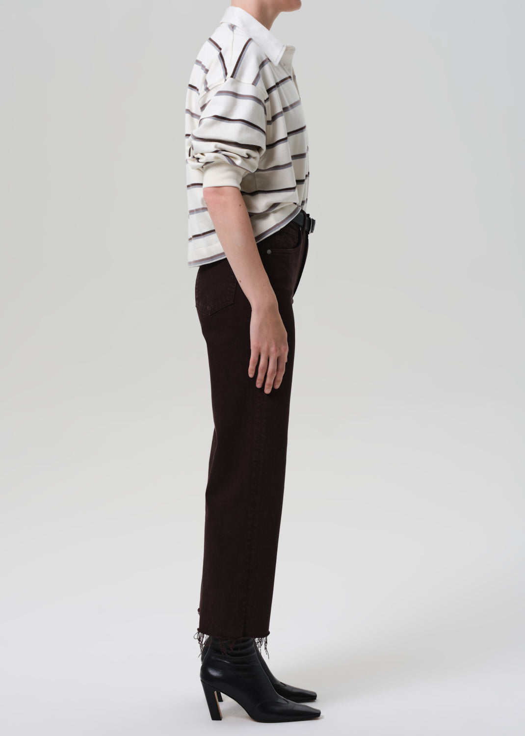 Palma Straight Raw Hem Carob Chocolate Brown