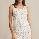 Emily Floral Scoop Neck Tank Crystal