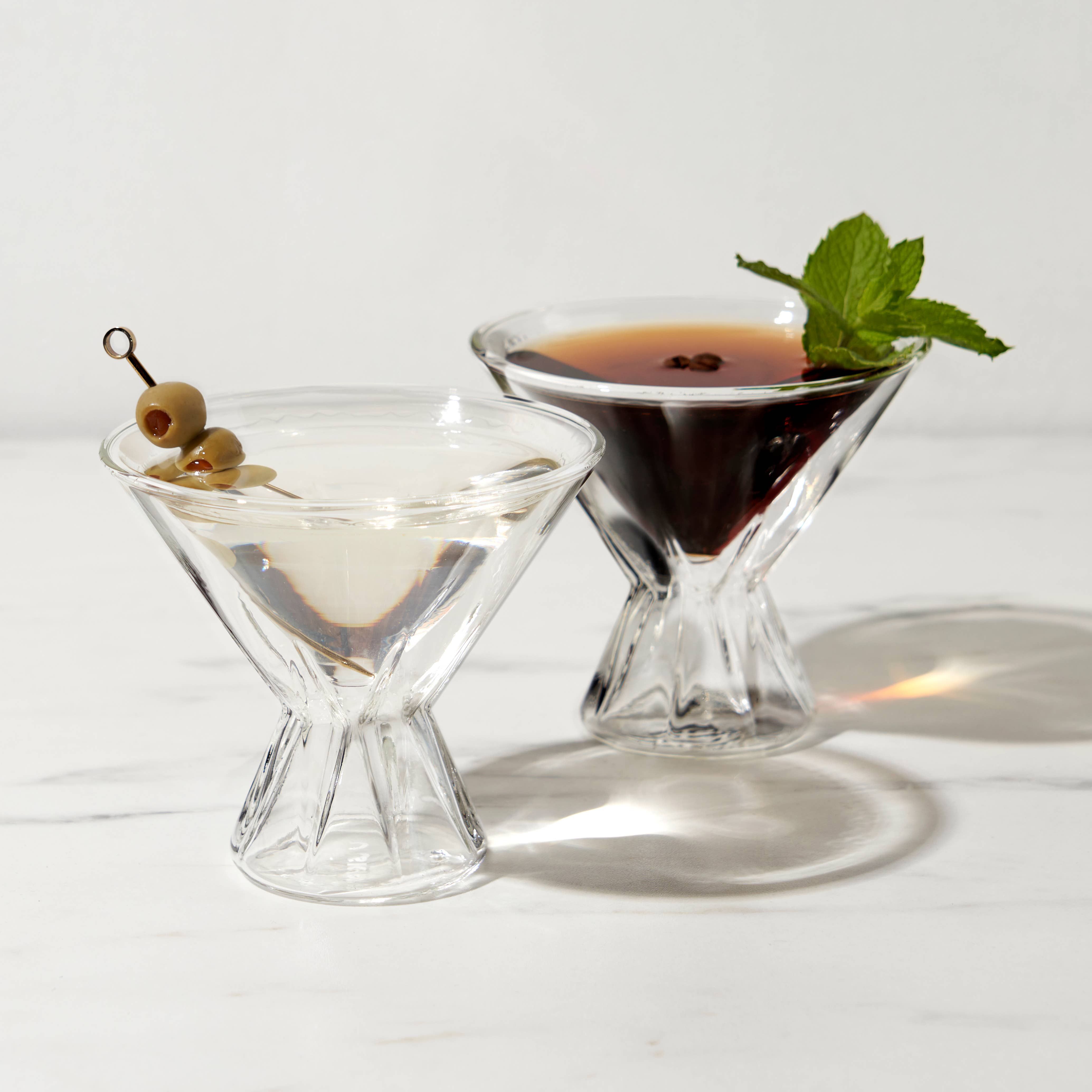 Viski Double Walled Stemless Martini Glasses - Set of 2