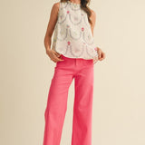 Ginny Straight Leg Pant Berry Pink