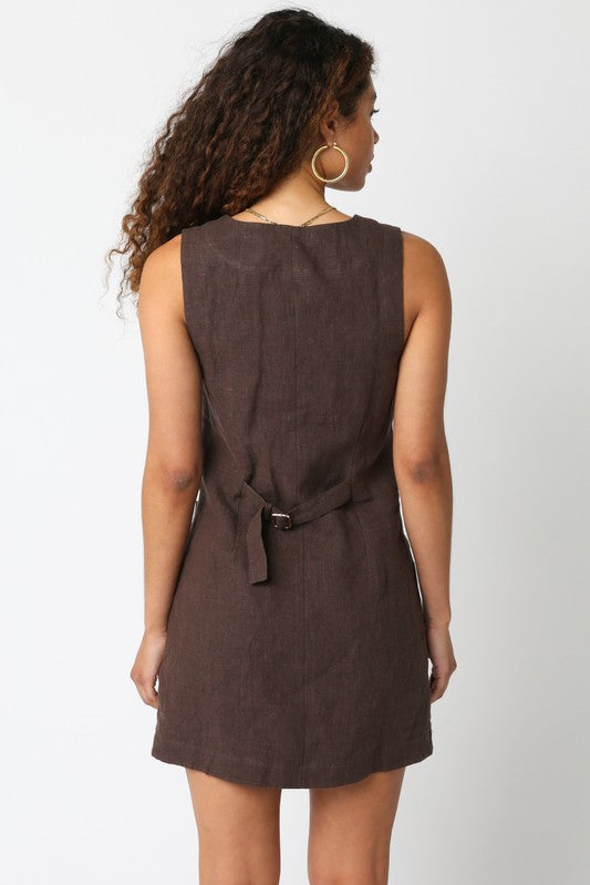 Kaylee Button Down Dress Chocolate
