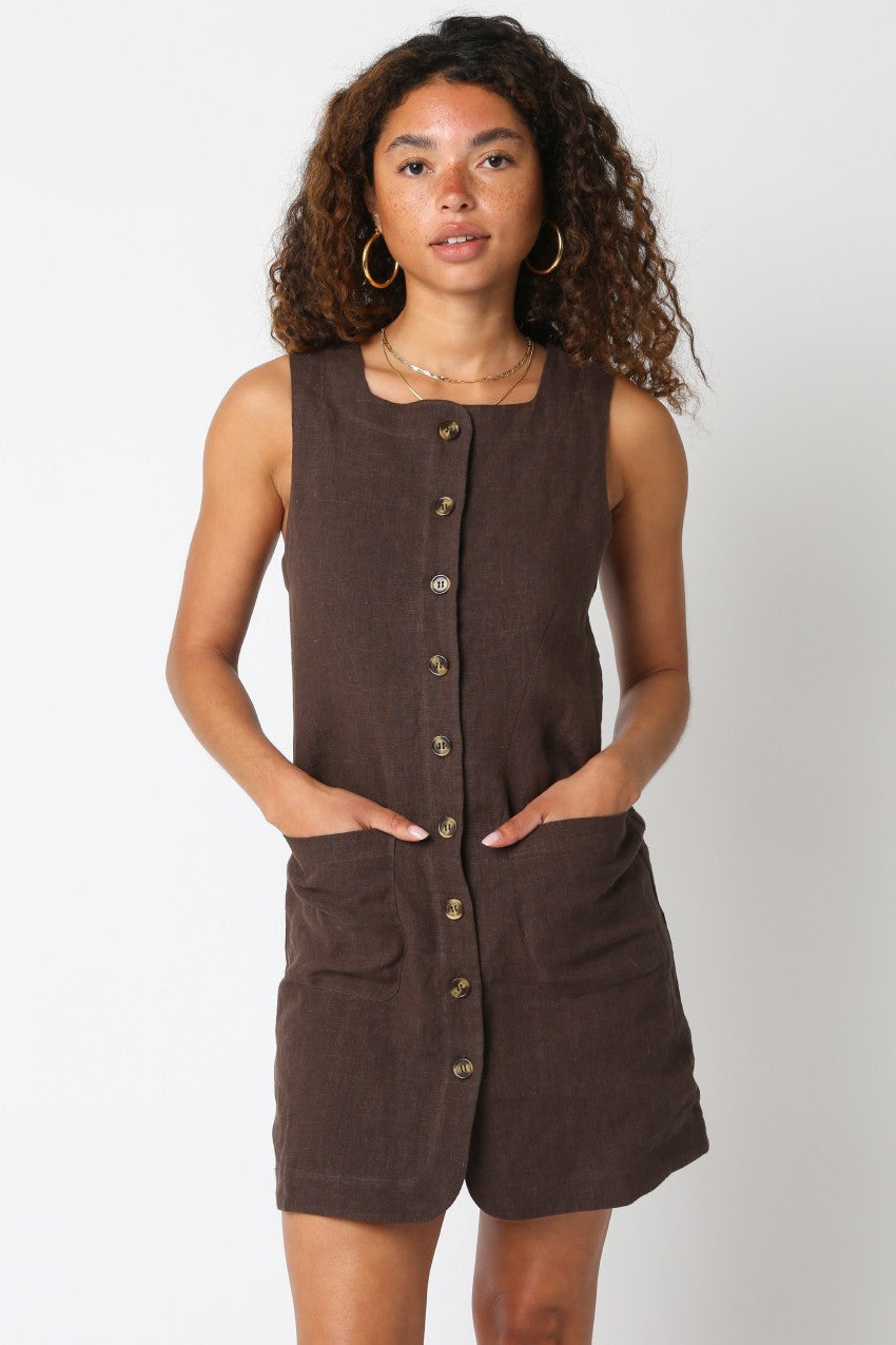 Kaylee Button Down Dress Chocolate