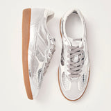 Rife Shimmer Silver Cream Leather Sneakers