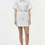 Marcy Cotton Mini Shirt Dress White Stripe
