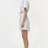 Marcy Cotton Mini Shirt Dress White Stripe