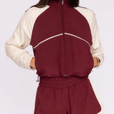 Nicole Cropped Jacket Cherry Lacquer/Ecru