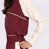 Nicole Cropped Jacket Cherry Lacquer/Ecru