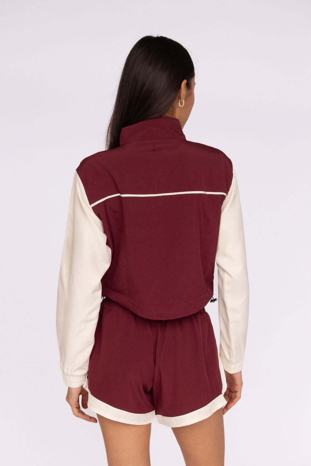Nicole Cropped Jacket Cherry Lacquer/Ecru