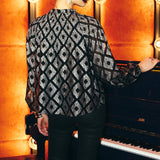 Love The Label Meredith Top Silver Ikat Metallic