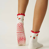 Strawberry Ruffle Grip Pilates Socks