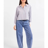 IVORY HALL STRIPE CONTRAST COLLAR SHIRT