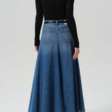 Fluid Denim Maxi Skirt