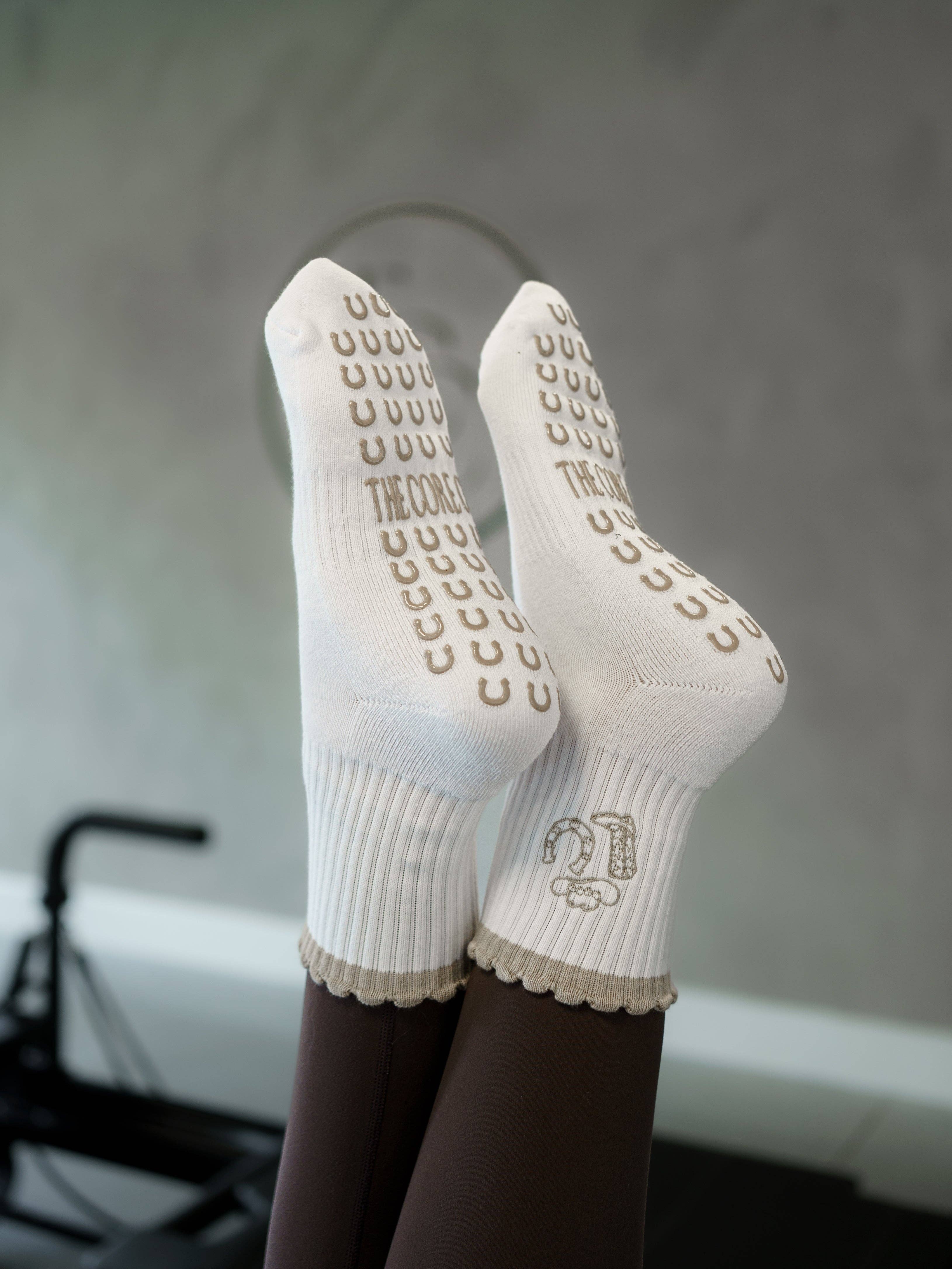 TCC Tan Cowgirl Hat, Boots, and Horseshoe  | Pilates & Barre Grippy Socks
