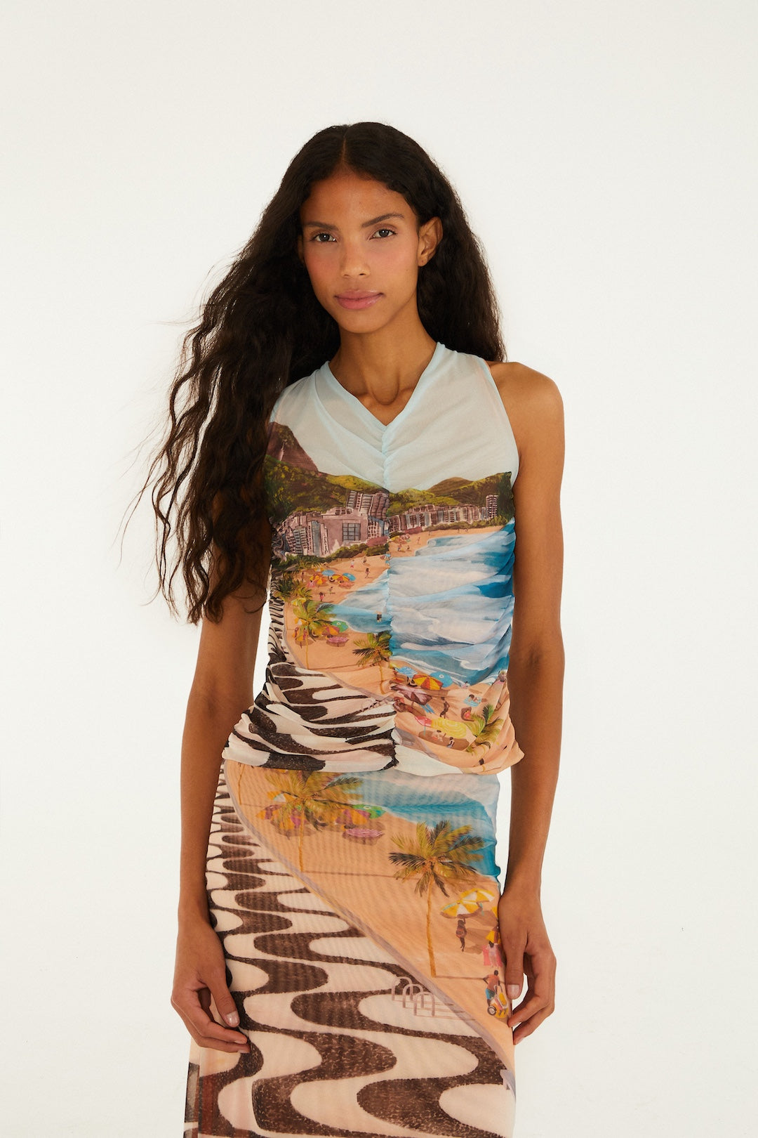 Copacabana Beach Multicolor Sleeveless Blouse