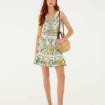 EMILY FLORAL TAPESTRY OFF-WHITE MINI DRESS