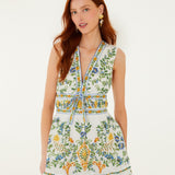 EMILY FLORAL TAPESTRY OFF-WHITE MINI DRESS