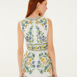 EMILY FLORAL TAPESTRY OFF-WHITE MINI DRESS