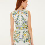 EMILY FLORAL TAPESTRY OFF-WHITE MINI DRESS