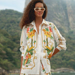 TROPICAL ROYALTY OFF-WHITE SHIRT LONG SLEEVE