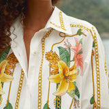 TROPICAL ROYALTY OFF-WHITE SHIRT LONG SLEEVE