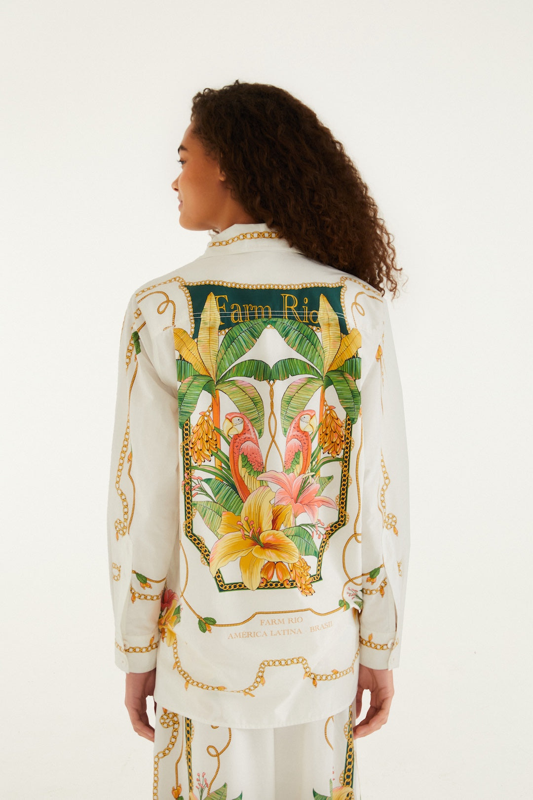 TROPICAL ROYALTY OFF-WHITE SHIRT LONG SLEEVE