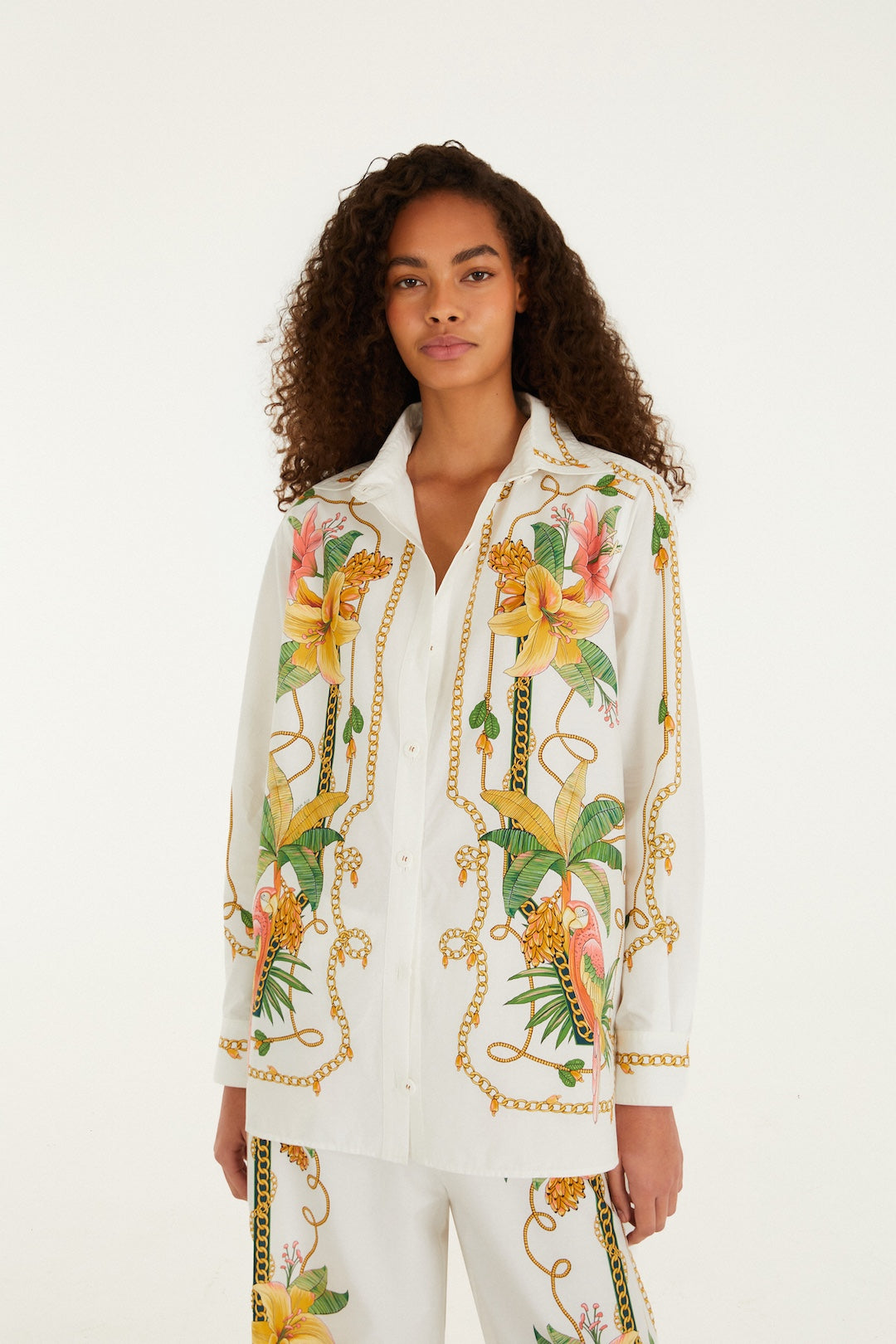 TROPICAL ROYALTY OFF-WHITE SHIRT LONG SLEEVE