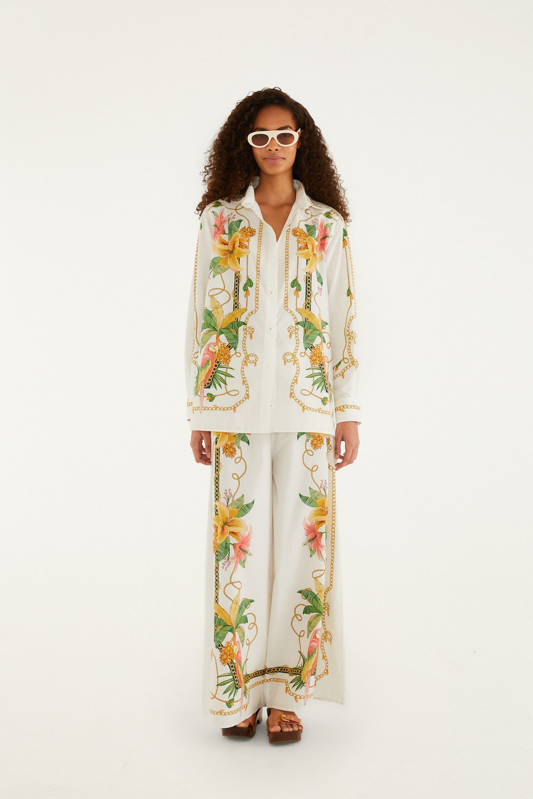 TROPICAL ROYALTY OFF-WHITE SHIRT LONG SLEEVE