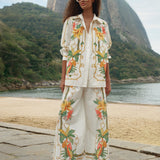 TROPICAL ROYALTY OFF-WHITE PANTS