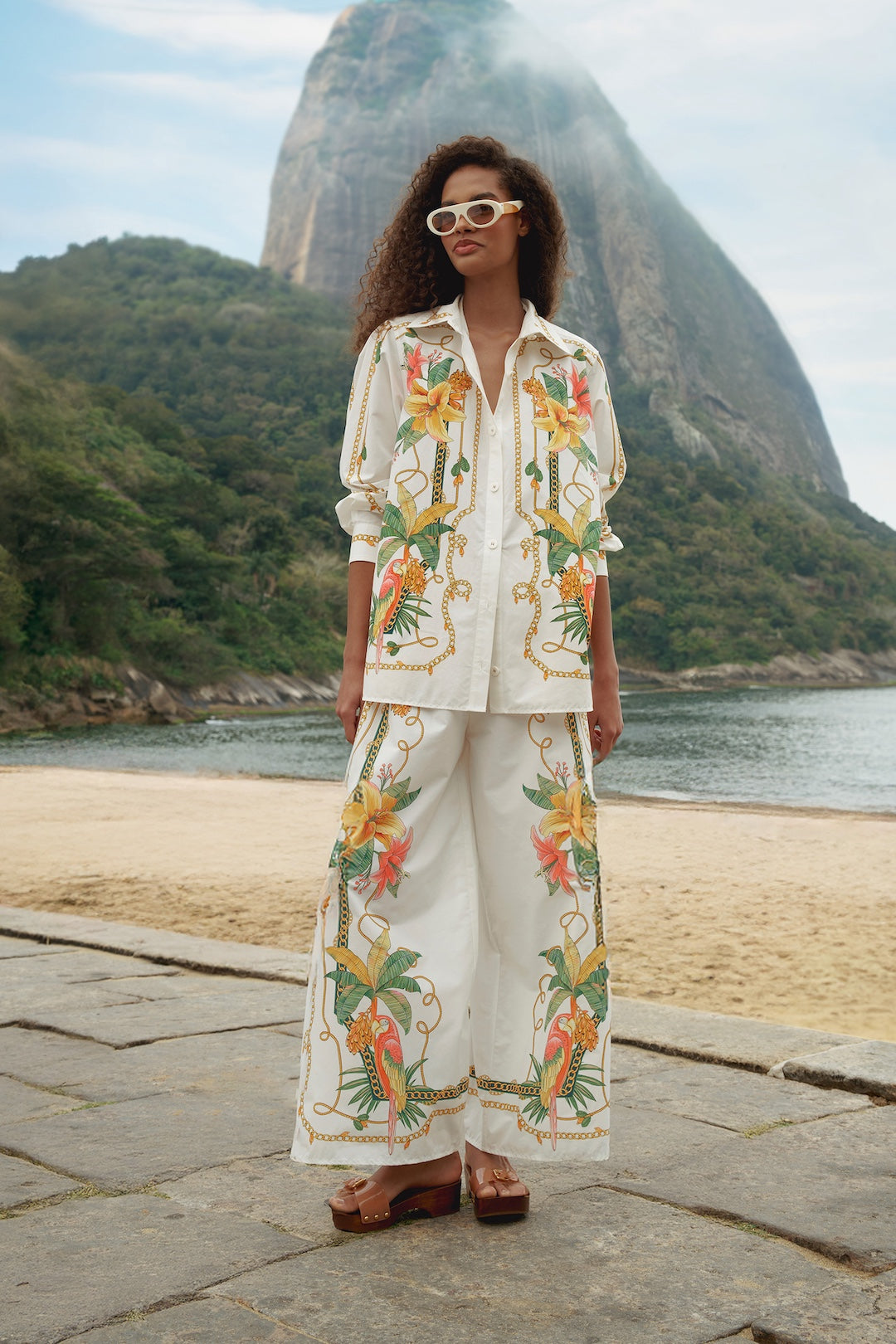 TROPICAL ROYALTY OFF-WHITE PANTS