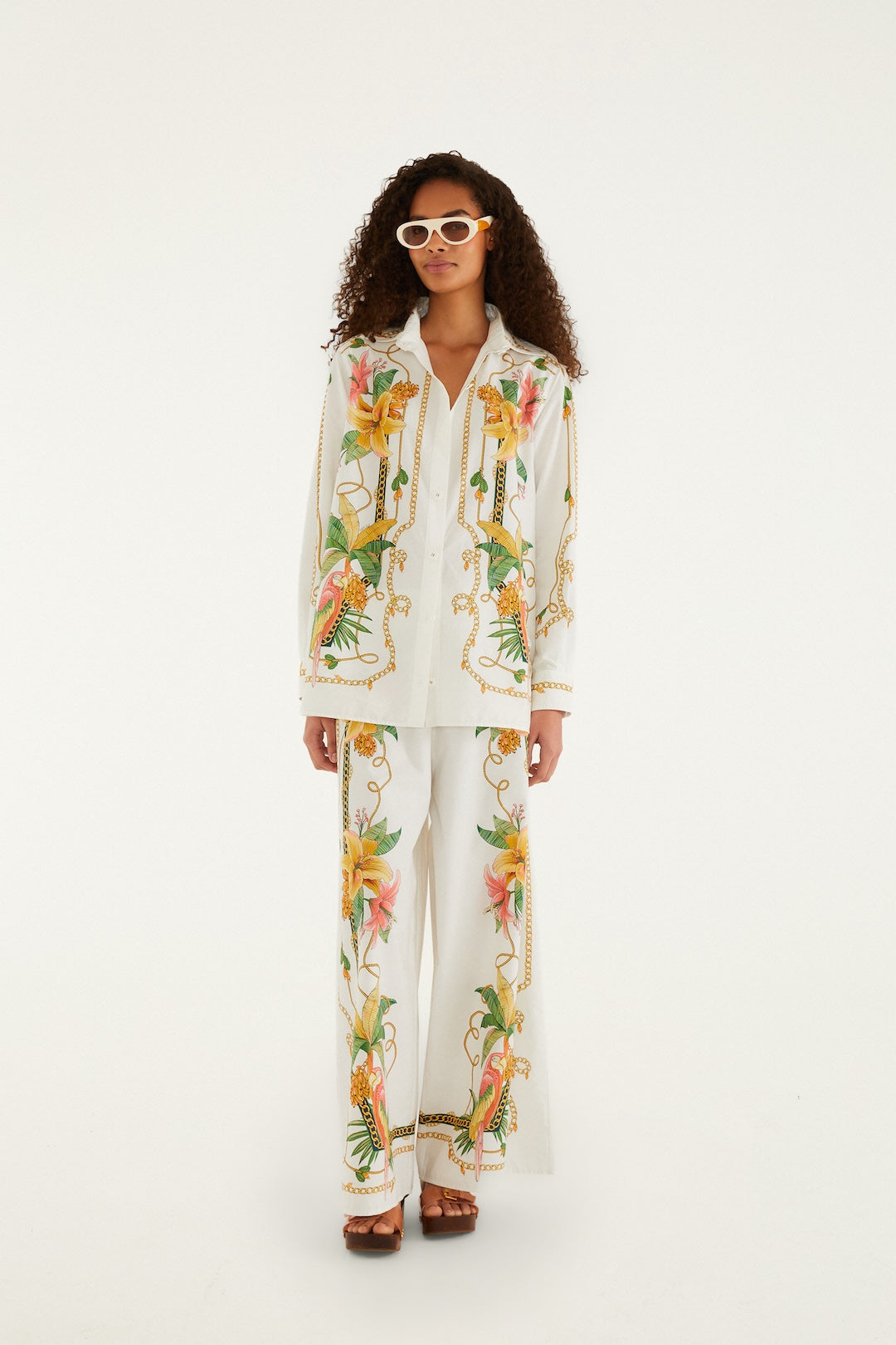 TROPICAL ROYALTY OFF-WHITE PANTS