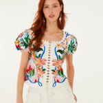 WHITE CANVAS SCALLOPED SHORTS