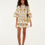 LEMON BOUQUET OFF-WHITE MINI DRESS