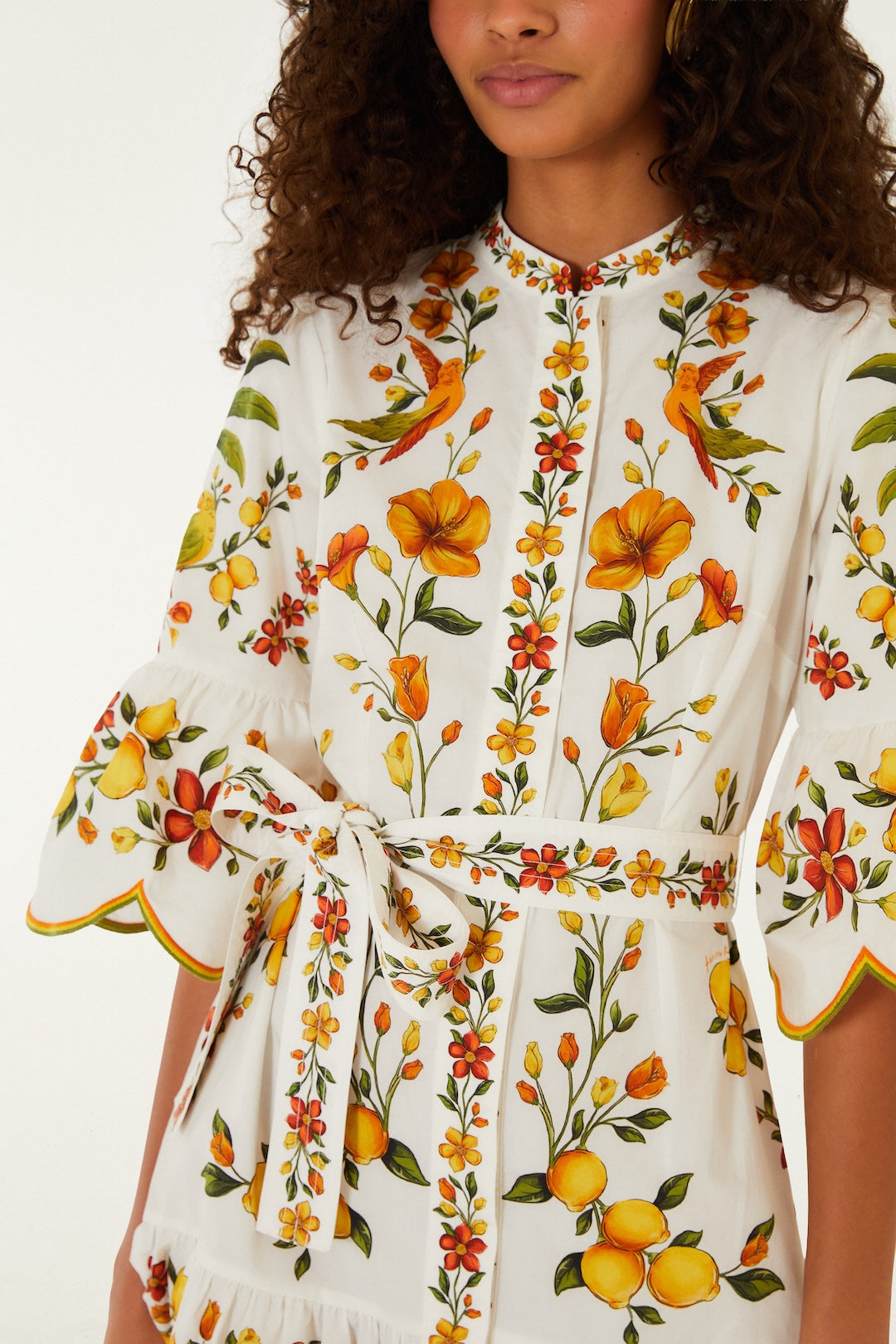 LEMON BOUQUET OFF-WHITE MINI DRESS