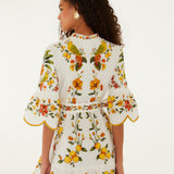 LEMON BOUQUET OFF-WHITE MINI DRESS