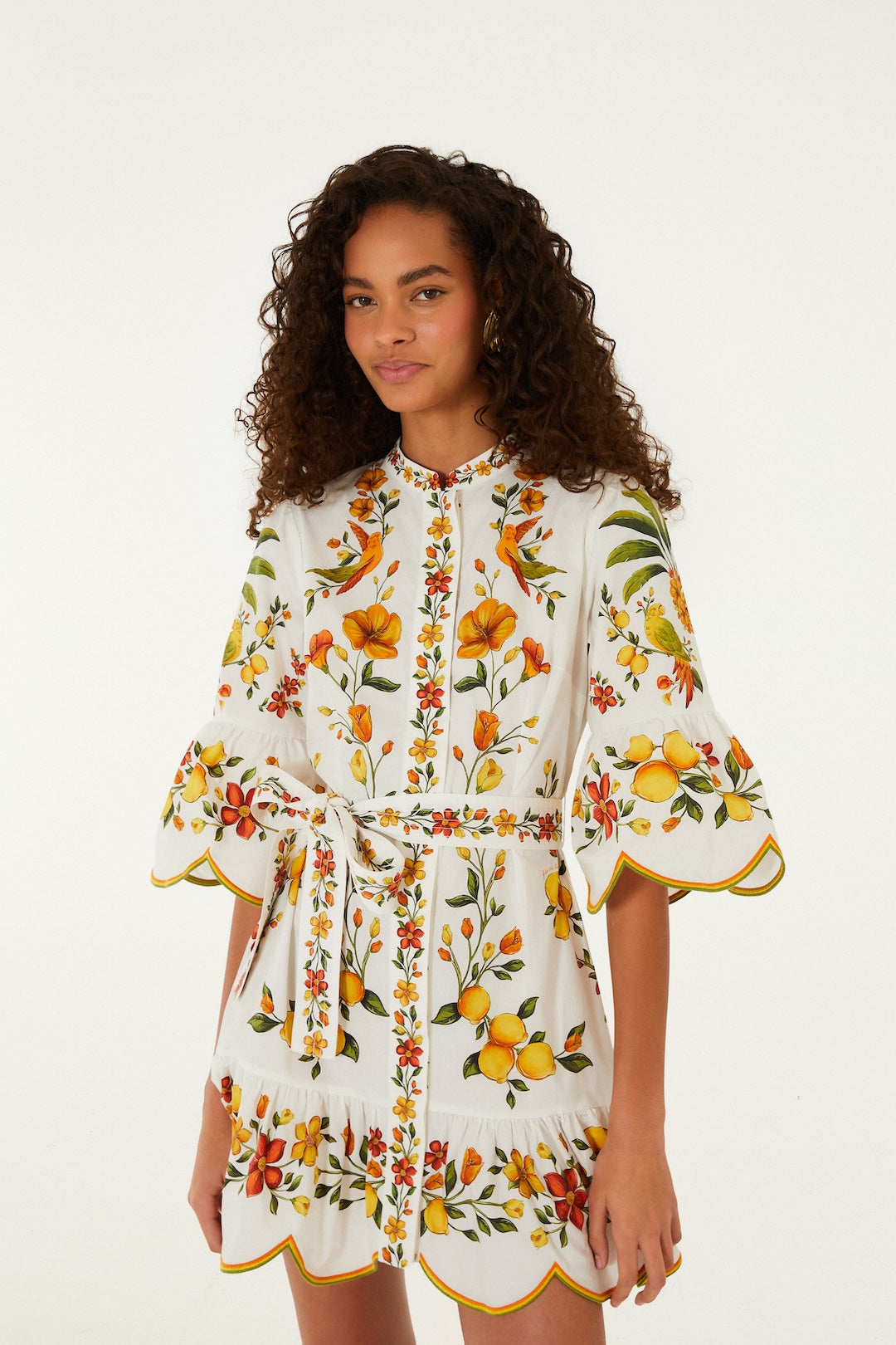 LEMON BOUQUET OFF-WHITE MINI DRESS