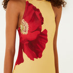 POPPY FLOWERS LIGHT YELLOW SLEVELESS MAXI DRESS