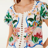 GARDEN OF LIFE SCARF OFF-WHITE SHORT SLEEVE BLOUSE