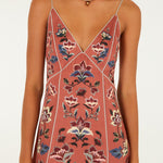 FLORAL BEAUTY TAPESTRY BLUSH PINK MAXI SLIP DRESS