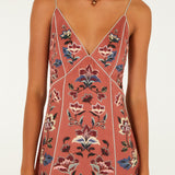 FLORAL BEAUTY TAPESTRY BLUSH PINK MAXI SLIP DRESS
