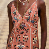Floral Beauty Tapestry Sleeveless Slip Maxi Dress