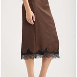 Peppers Lace Trim Skirt Chocolate