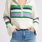 Striped Greta Half Zip Sugar Swirl Combo