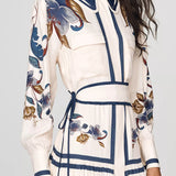 Golden Nature Cream Belted Midi Dress