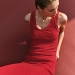 Puckered Tank Dress Red