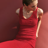 Puckered Tank Dress Red