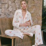 Gisele Printed Long Pj Set Floral Bloom Ivy/Vanilla Cream