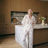 Gisele Printed Long Pj Set Floral Bloom Ivy/Vanilla Cream
