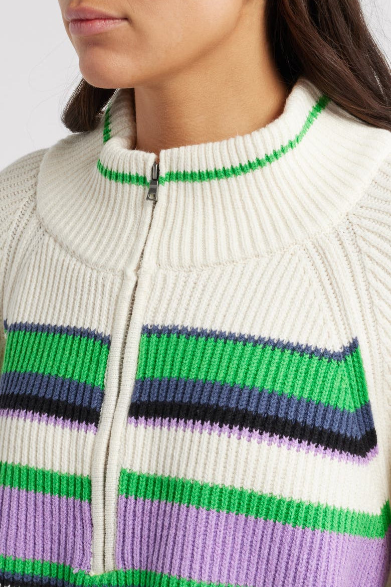 Striped Greta Half Zip Sugar Swirl Combo