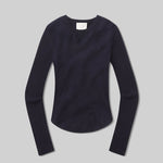 Alessia Crewneck Ribbed Knit Sweater Navy