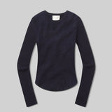 Alessia Crewneck Ribbed Knit Sweater Navy